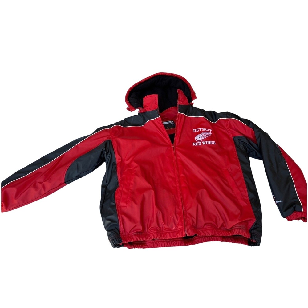 Detroit Red Wings NHL  Hooded Puffer Jacket Red Black Mens L